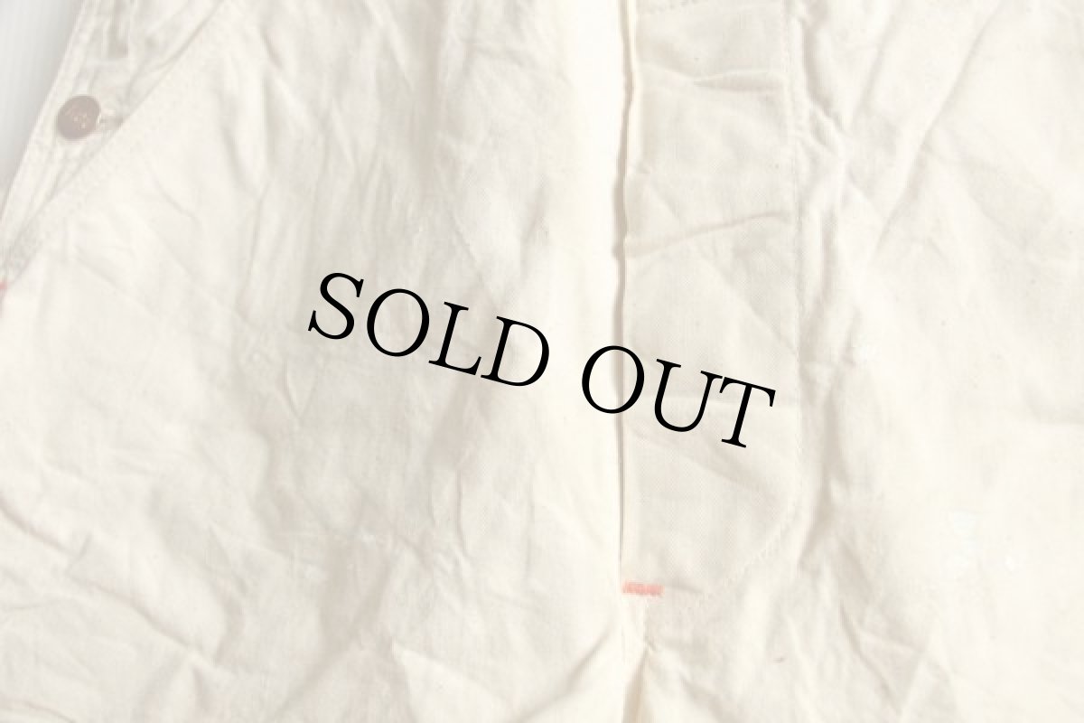 画像7: 70s USA製 Leeリー 山ポケ コットン オーバーオール ペンキ飛び 生成り (7)