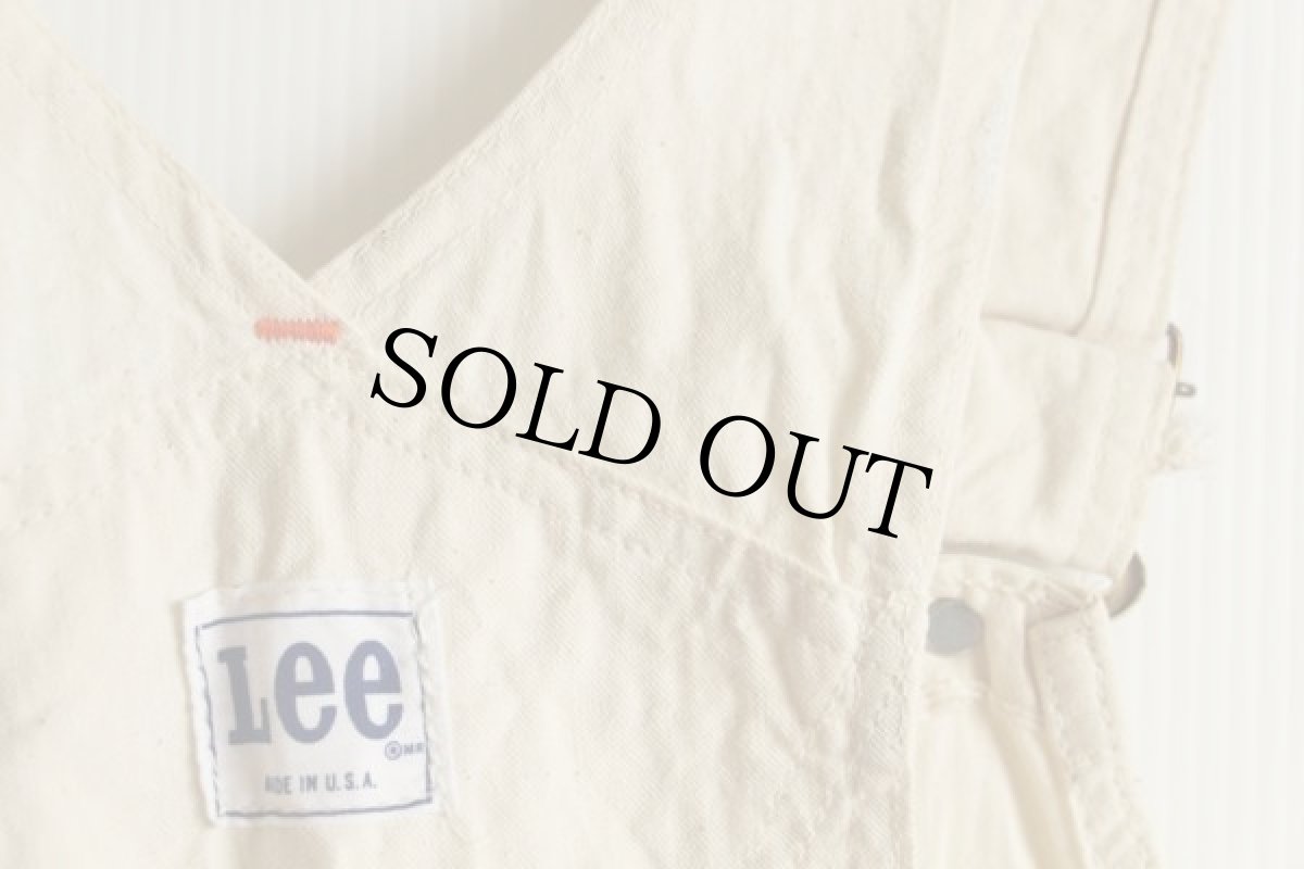 画像4: 70s USA製 Leeリー 山ポケ コットン オーバーオール ペンキ飛び 生成り (4)