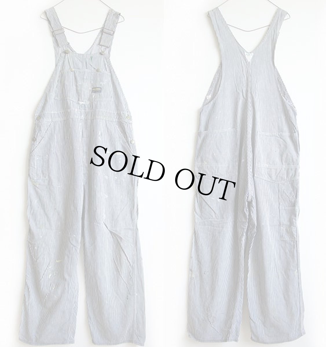 画像2: 70s OSHKOSH B'GOSH ヒッコリー ストライプ オーバーオール ペンキ飛び (2)