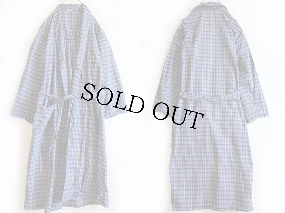 画像2: 60s Oxford Robes チェック コットンガウン L (2)