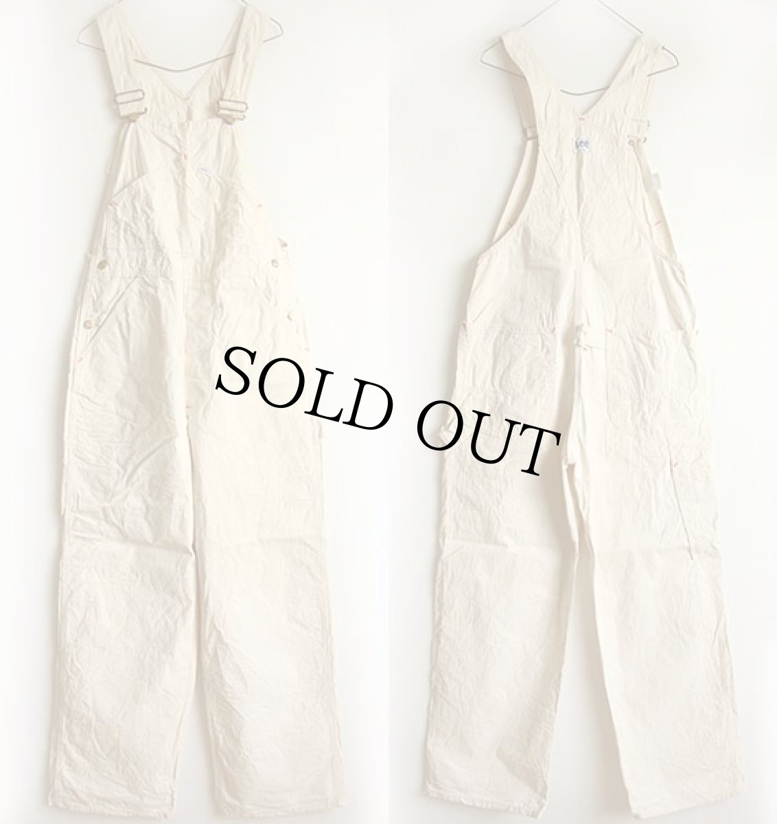 画像2: 70s USA製 Leeリー 山ポケ コットン オーバーオール ペンキ飛び 生成り (2)