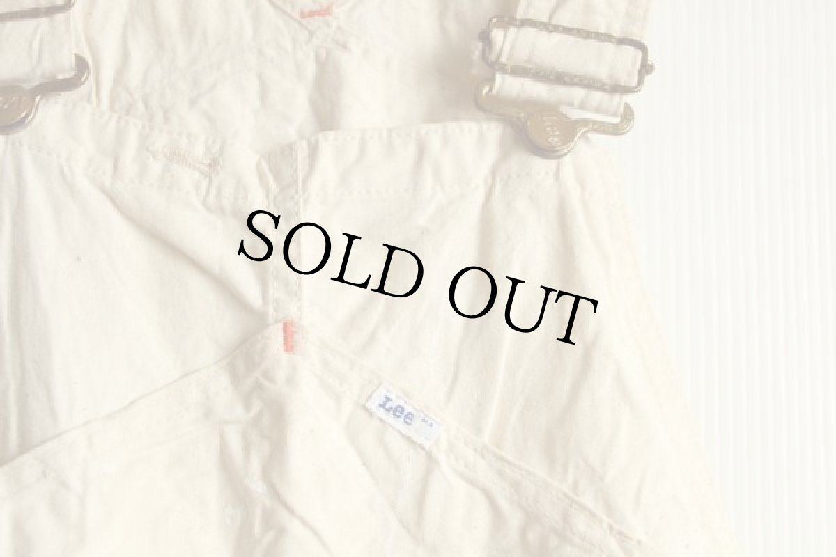 画像3: 70s USA製 Leeリー 山ポケ コットン オーバーオール ペンキ飛び 生成り (3)