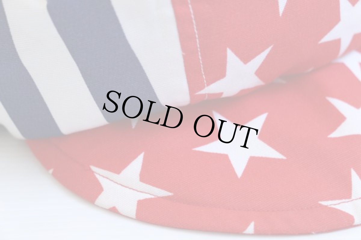 画像4: 70s ハンドメイド 星条旗柄 ビッグアップル コットン キャスケット (4)