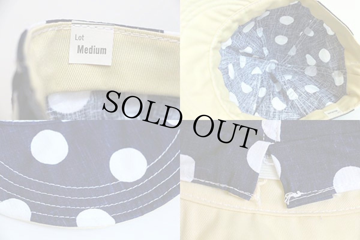 画像4: デッドストック★ビンテージ UNKNOWN ドット柄 コットン キャップ 紺×白 キッズM (4)