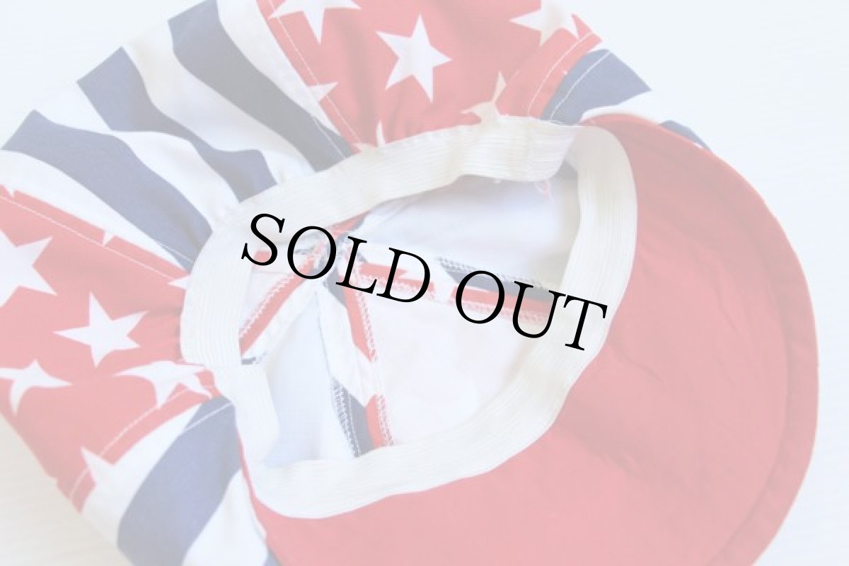 画像6: 70s ハンドメイド 星条旗柄 ビッグアップル コットン キャスケット (6)