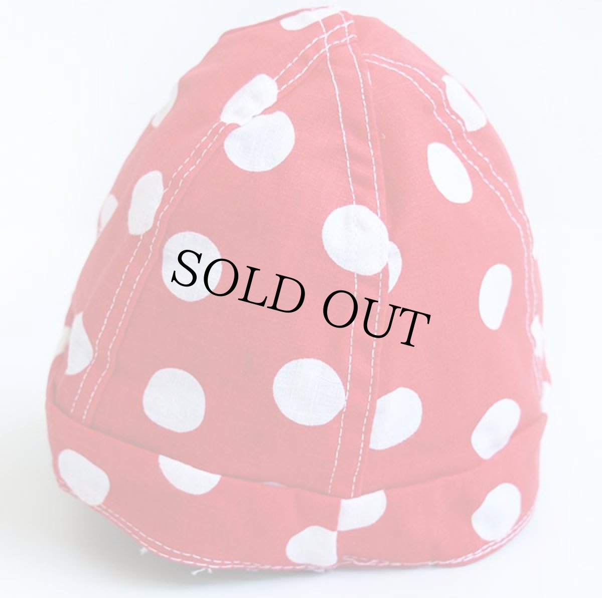 画像3: デッドストック★ビンテージ UNKNOWN ドット柄 コットン キャップ 赤×白 キッズM (3)