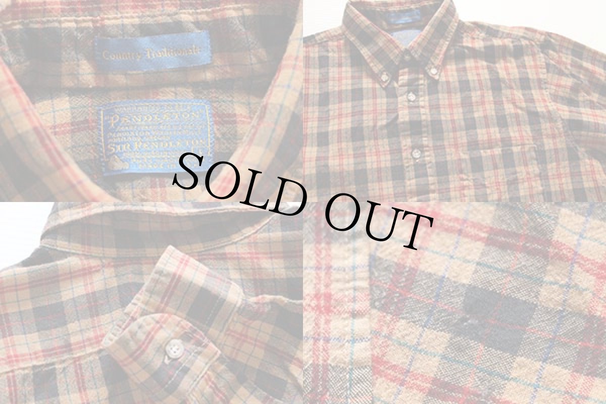 画像3: 70s USA製 SIR PENDLETONサーペンドルトン タータンチェック ボタンダウン ウールシャツ L (3)