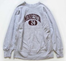 画像1: 80s USA製 Championチャンピオン MINNESOTA 24 リバースウィーブ スウェット 杢グレー XL (1)