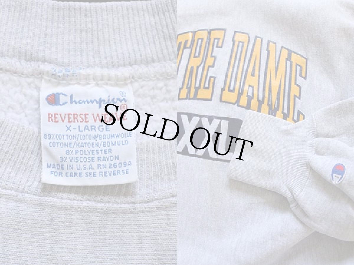 画像3: 90s USA製 Championチャンピオン NOTRE DAME リバースウィーブ スウェット 杢グレー XL (3)