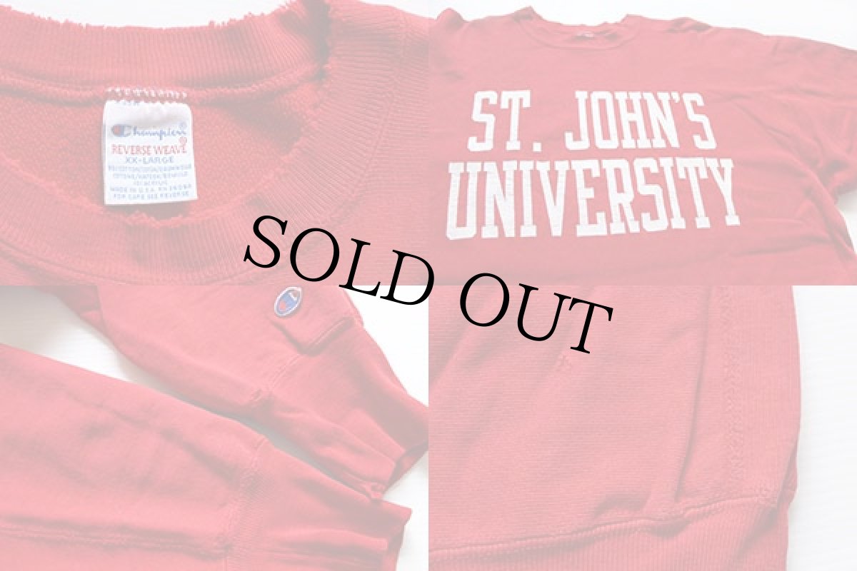 画像3: 90s USA製 Championチャンピオン ST.JOHN'S UNIVERSITY リバースウィーブ スウェット 赤 XXL (3)