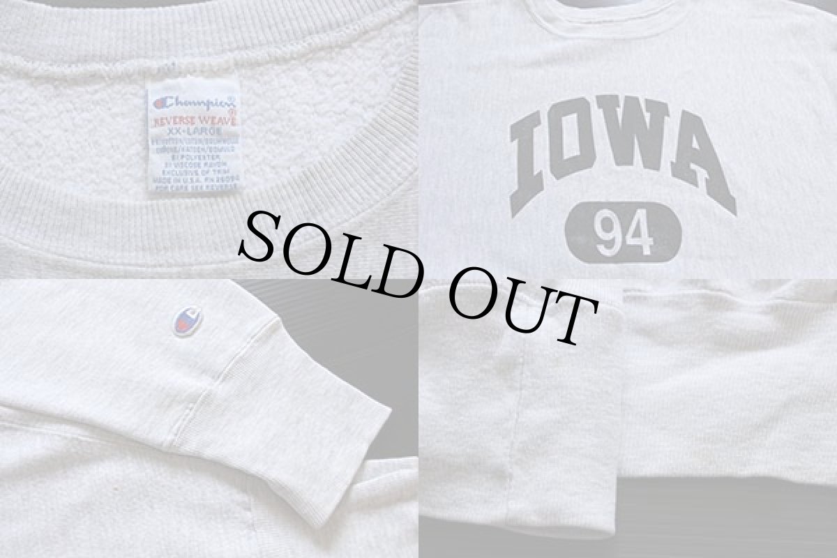 画像3: 90s USA製 Championチャンピオン IOWA 94 リバースウィーブ スウェット 杢グレー XXL (3)