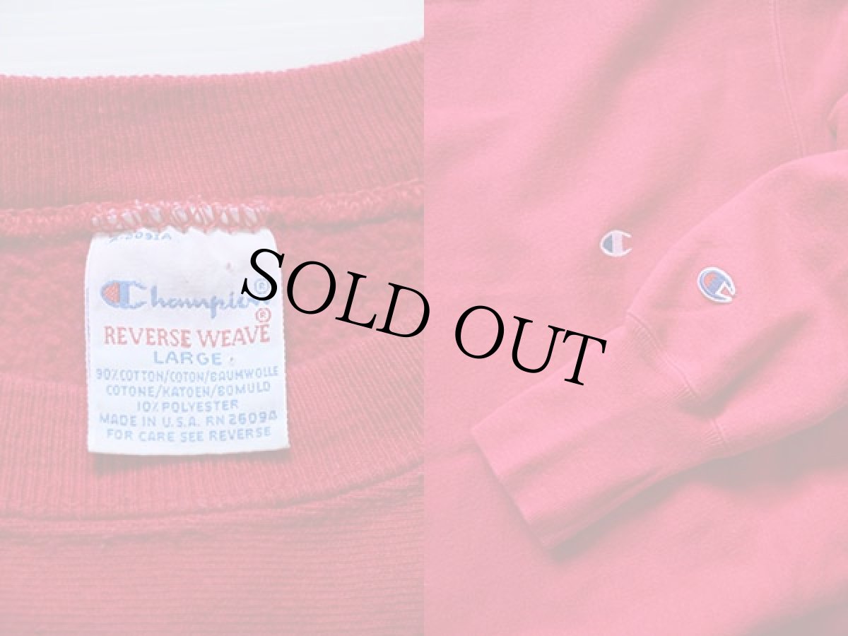 画像3: 90s USA製 Championチャンピオン ワンポイント リバースウィーブ スウェット 濃ピンク L (3)