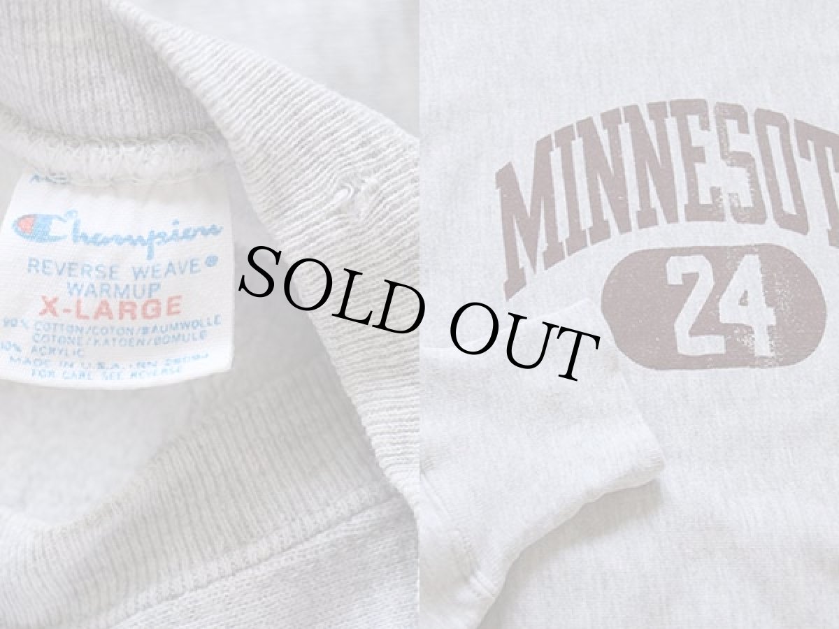 画像3: 80s USA製 Championチャンピオン MINNESOTA 24 リバースウィーブ スウェット 杢グレー XL (3)