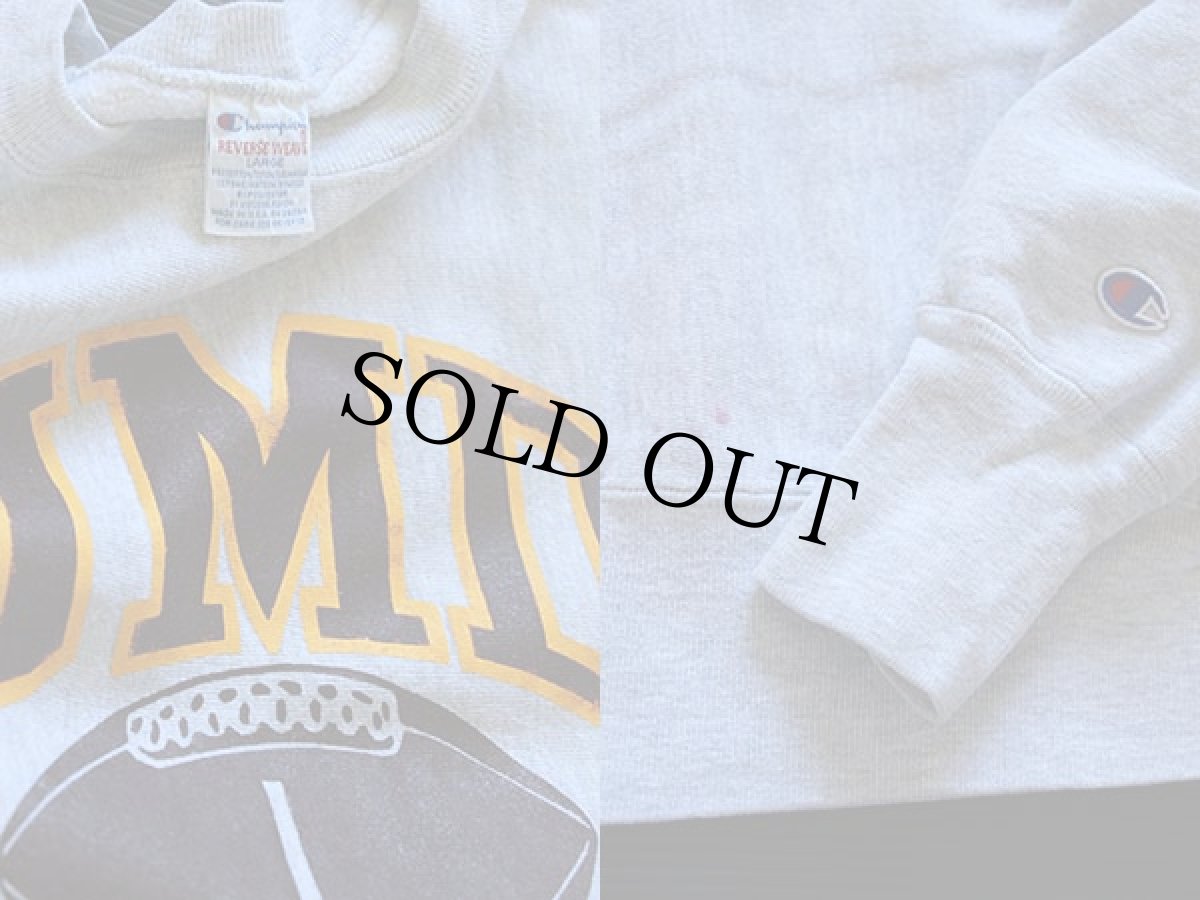 画像3: 90s USA製 Championチャンピオン UMD BULLDOGS 三段中抜き リバースウィーブ スウェット 杢グレー L (3)