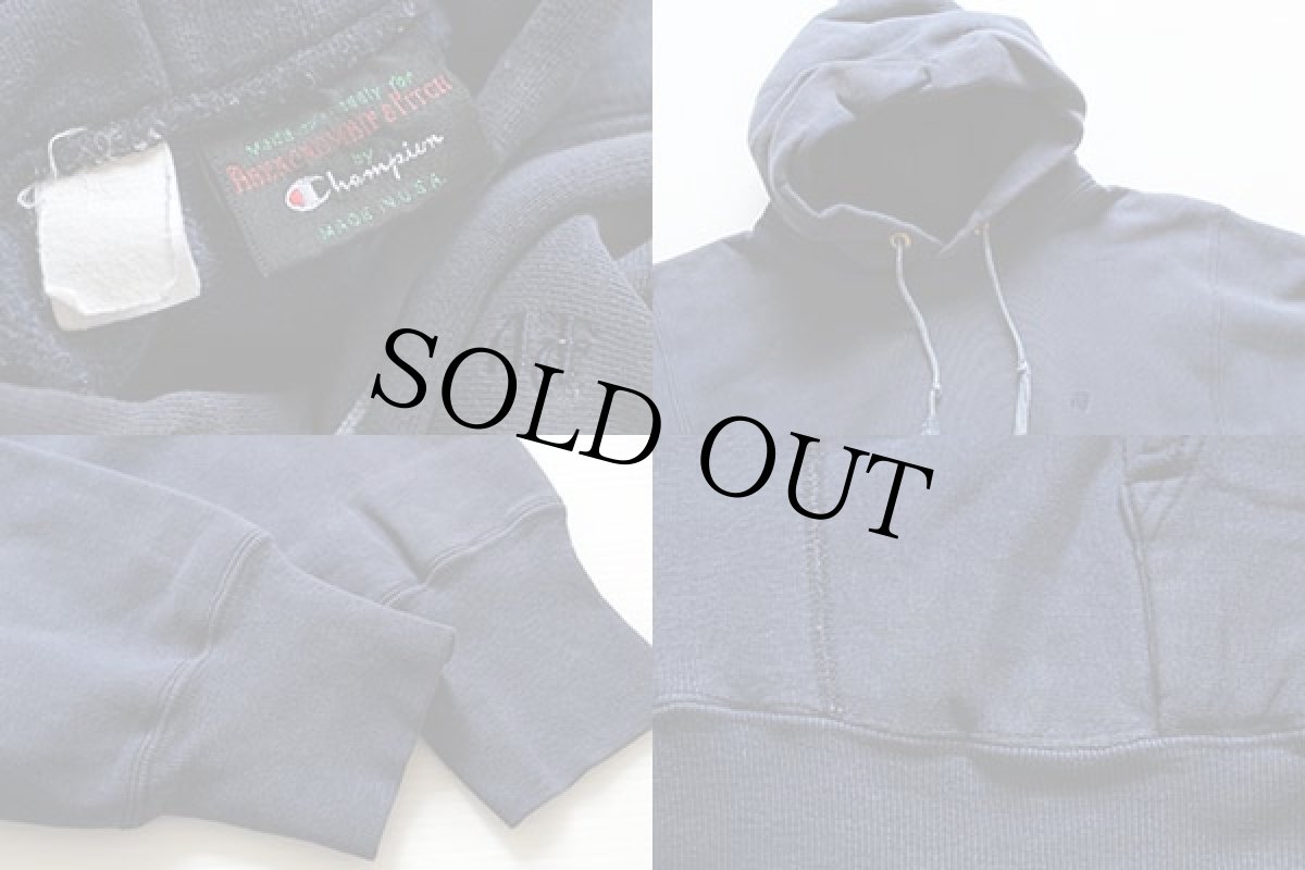 画像3: 80s USA製 Championチャンピオン×ABERCROMBIE&FITCH ワンポイント リバースウィーブ スウェットパーカー 紺★アバクロ (3)