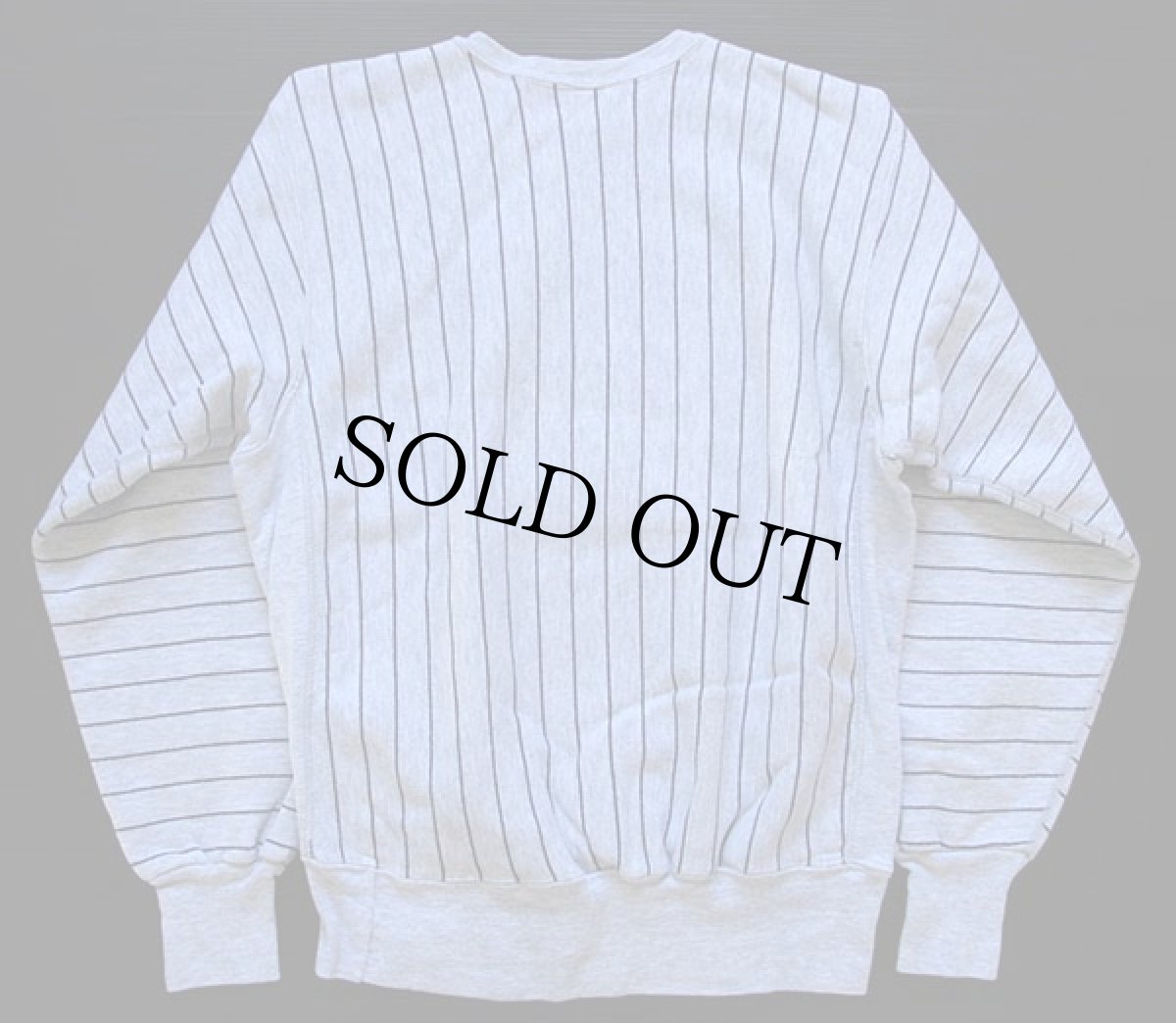 画像2: 90s USA製 MVP CREIGHTON ストライプ リバースウィーブ スウェット 杢グレー×紺 L (2)