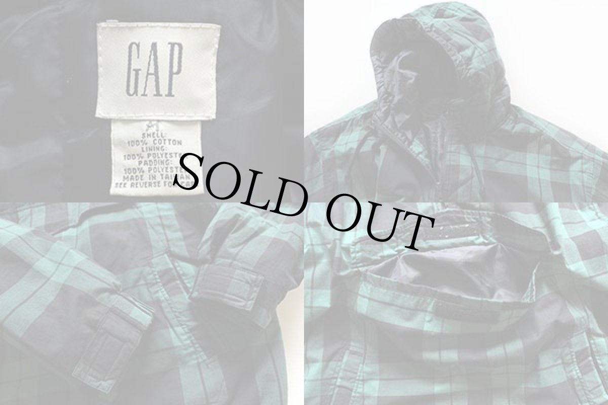 画像3: 90s GAPギャップ タータンチェック 中綿入り アノラックパーカー M (3)