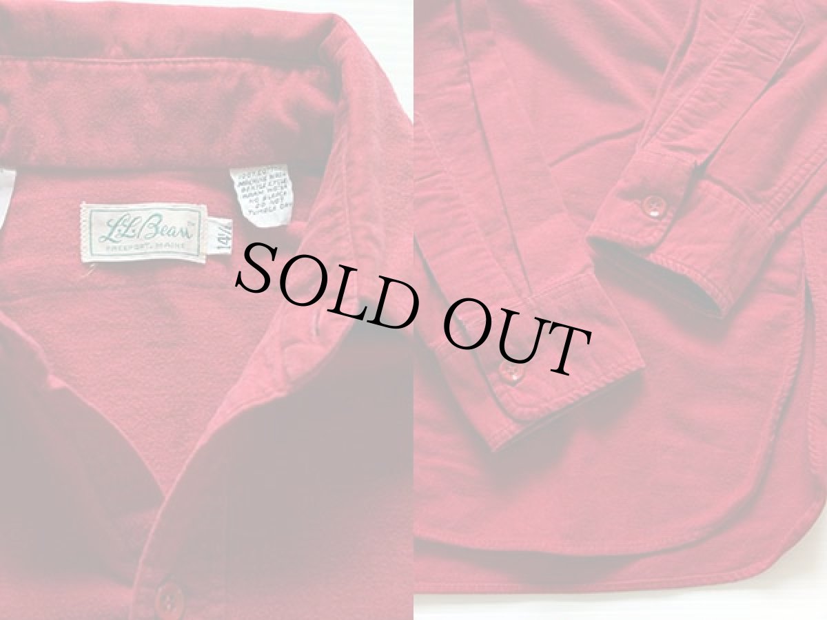 画像3: 70s L.L.Bean 筆記体タグ 無地 シャモアクロスシャツ 赤 14.5 (3)