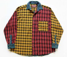 画像1: Field Style クレイジーパターン チェック コットン ネルシャツ XL★インド綿 (1)