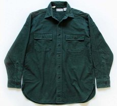 画像1: 90s USA製 L.L.Bean 無地 シャモアクロスシャツ 深緑 M (1)