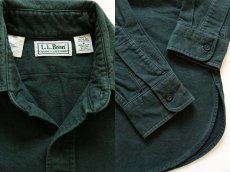 画像3: 90s USA製 L.L.Bean 無地 シャモアクロスシャツ 深緑 M (3)