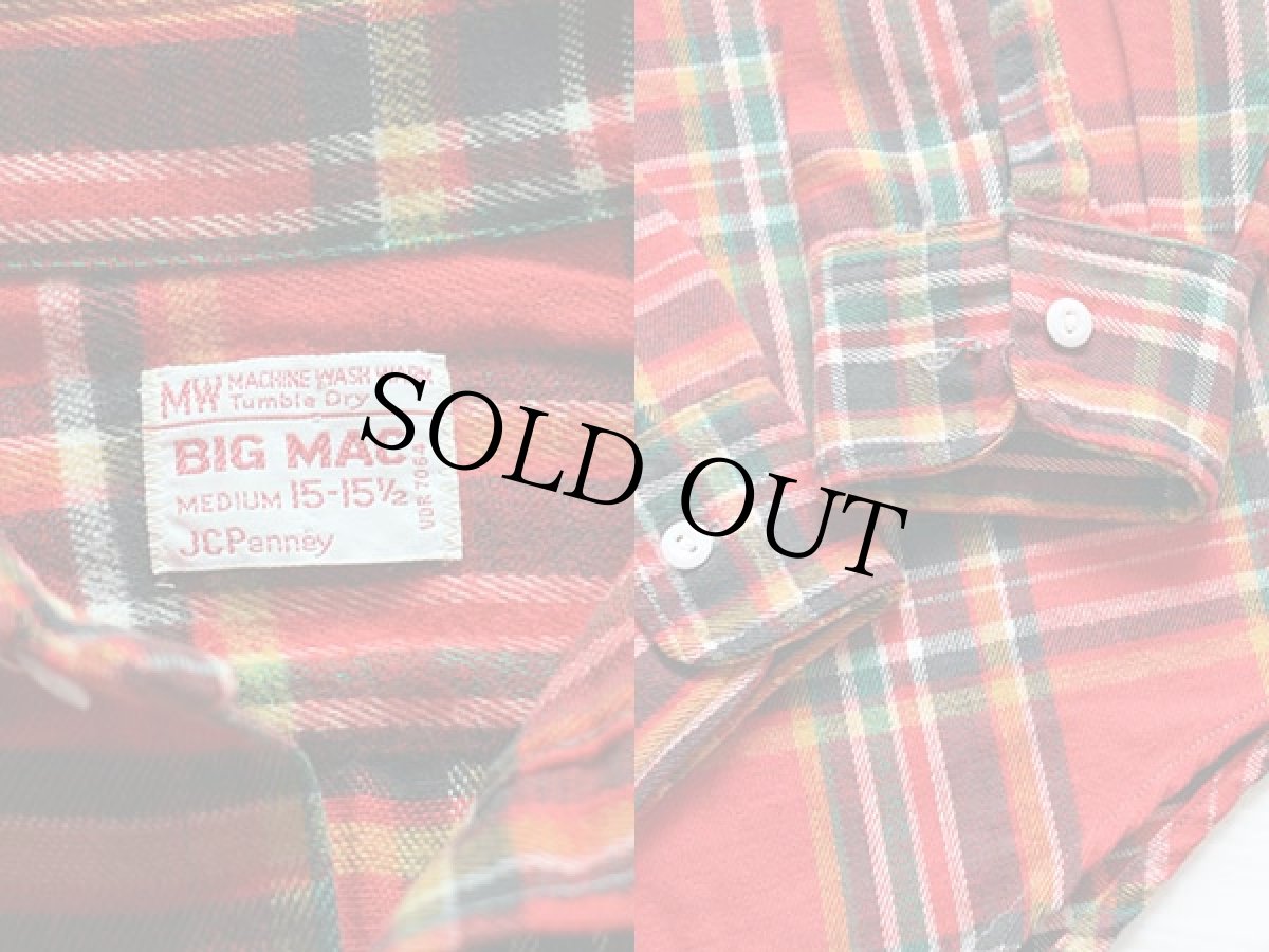 画像3: 70s JCPenney BIGMACビッグマック チェック コットン ライト フランネルシャツ M (3)