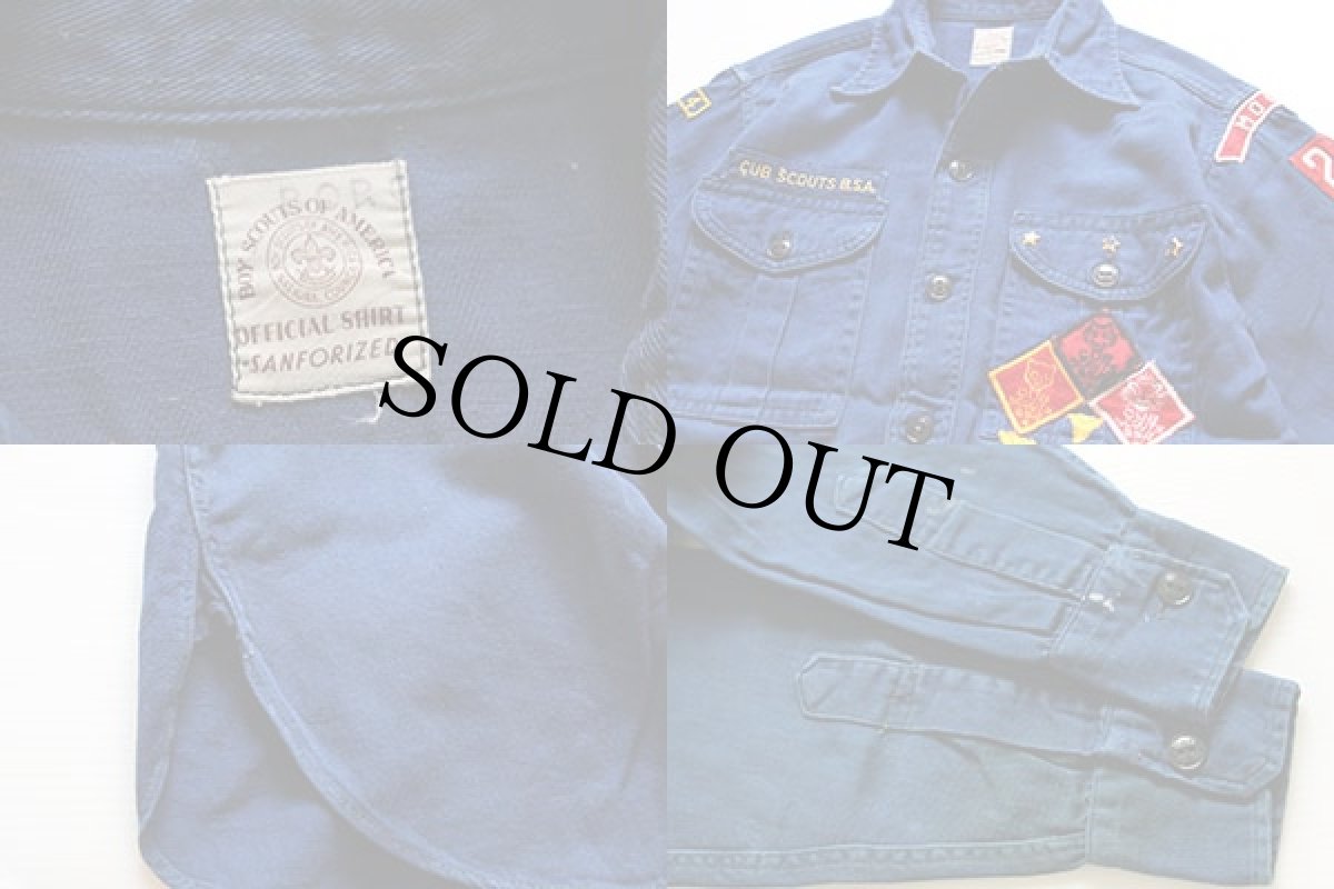 画像3: 50s CUB SCOUTS BSA ボーイスカウト マチ付き ピンズ&パッチ付き コットンシャツ 青 キッズ (3)