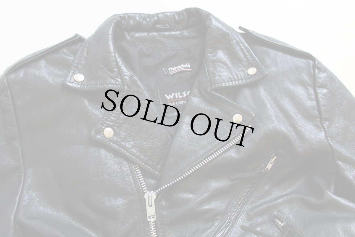 画像3: WILSONS Thinsulate中綿入り ダブルライダース レザージャケット 黒 M (3)