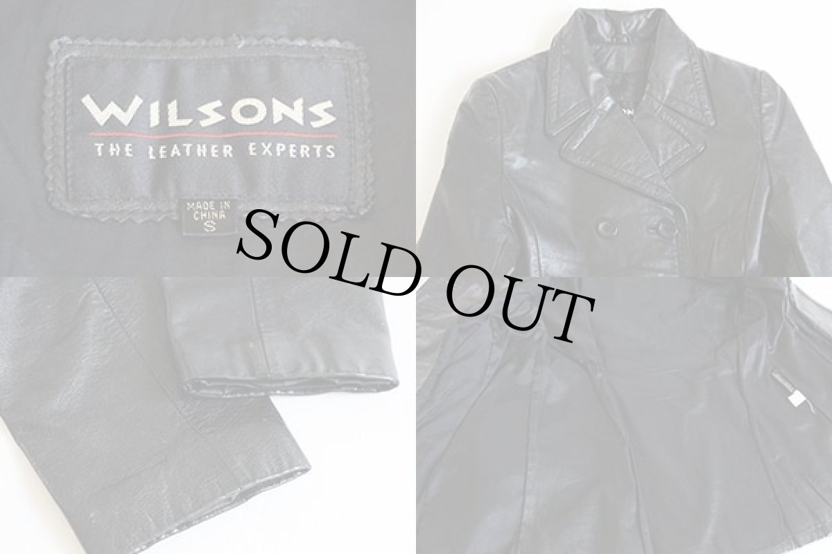 画像3: WILSONS ダブルブレスト レザーコート 黒 S (3)