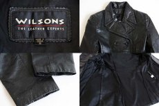 画像3: WILSONS ダブルブレスト レザーコート 黒 S (3)