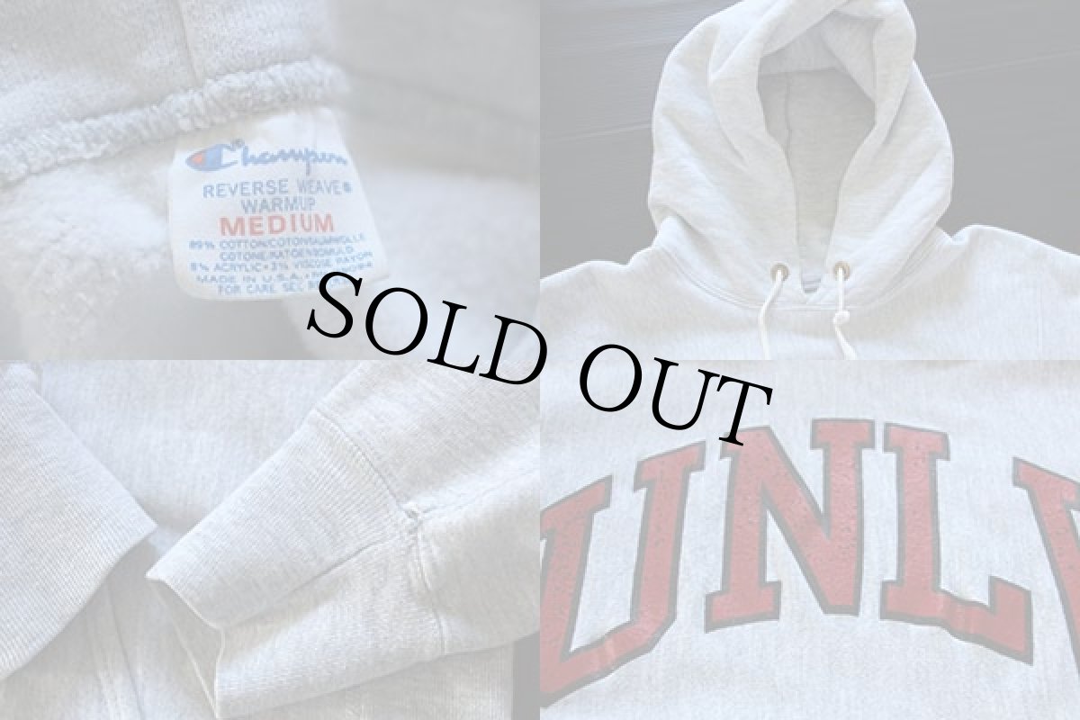 画像3: 80s USA製 Championチャンピオン UNLV リバースウィーブ スウェットパーカー 杢グレー M (3)