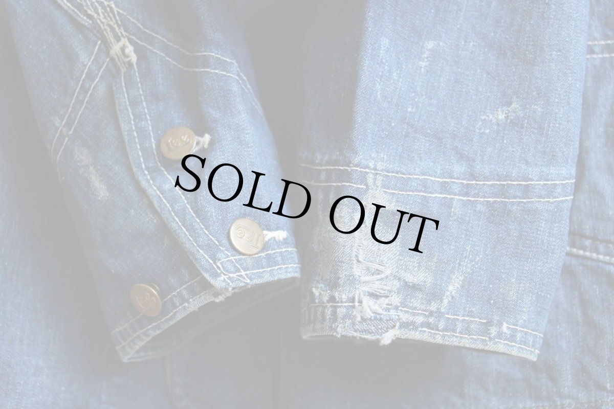 画像10: 50s Leeリー 91-J ロングL JELT DENIMジェルトデニム カバーオール 50R (10)