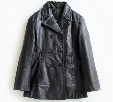 画像1: WILSONS ダブルブレスト レザーコート 黒 S (1)