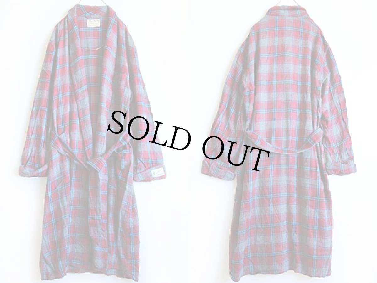 画像2: 50s イタリア製 Penney チェック ウール×レーヨン ガウン L (2)