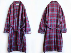 画像2: 50s イタリア製 Penney チェック ウール×レーヨン ガウン L (2)