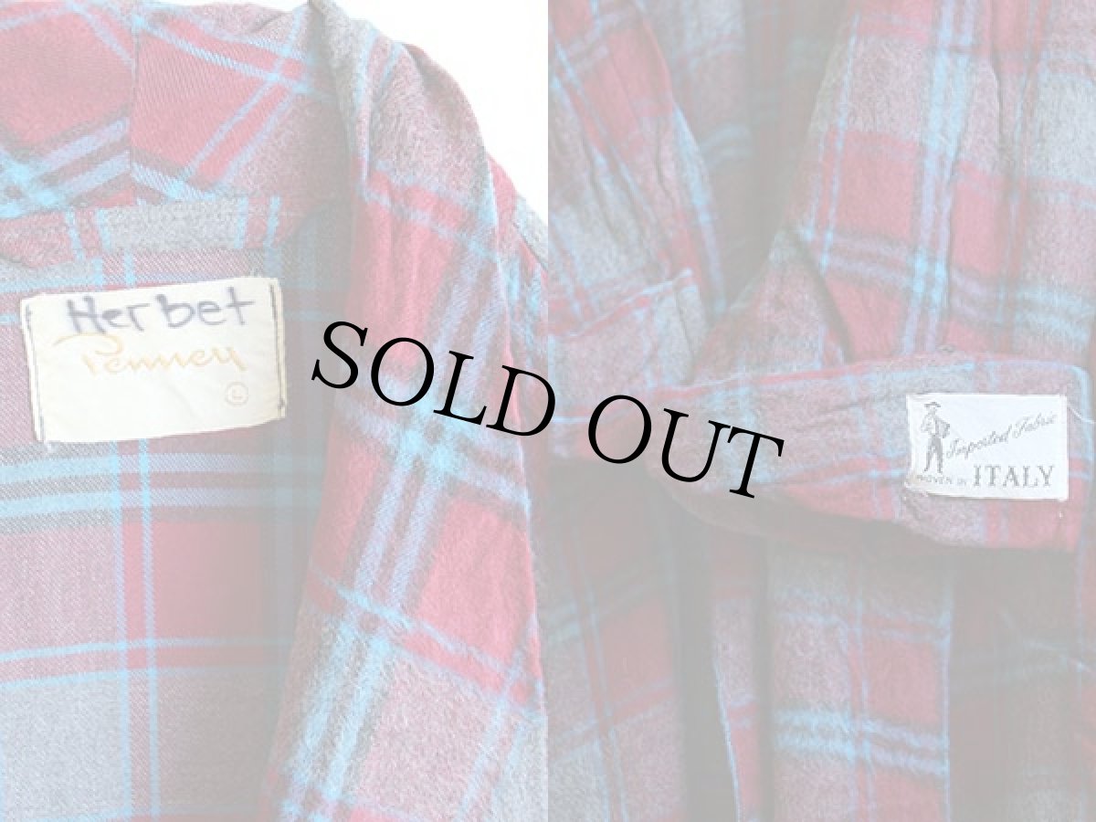 画像3: 50s イタリア製 Penney チェック ウール×レーヨン ガウン L (3)