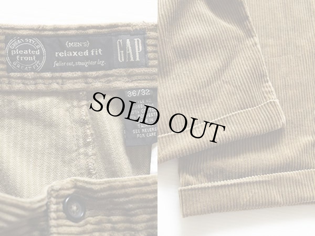 画像3: 90s GAPギャップ 太畝 コーデュロイパンツ 薄茶 36/32★スラックス (3)