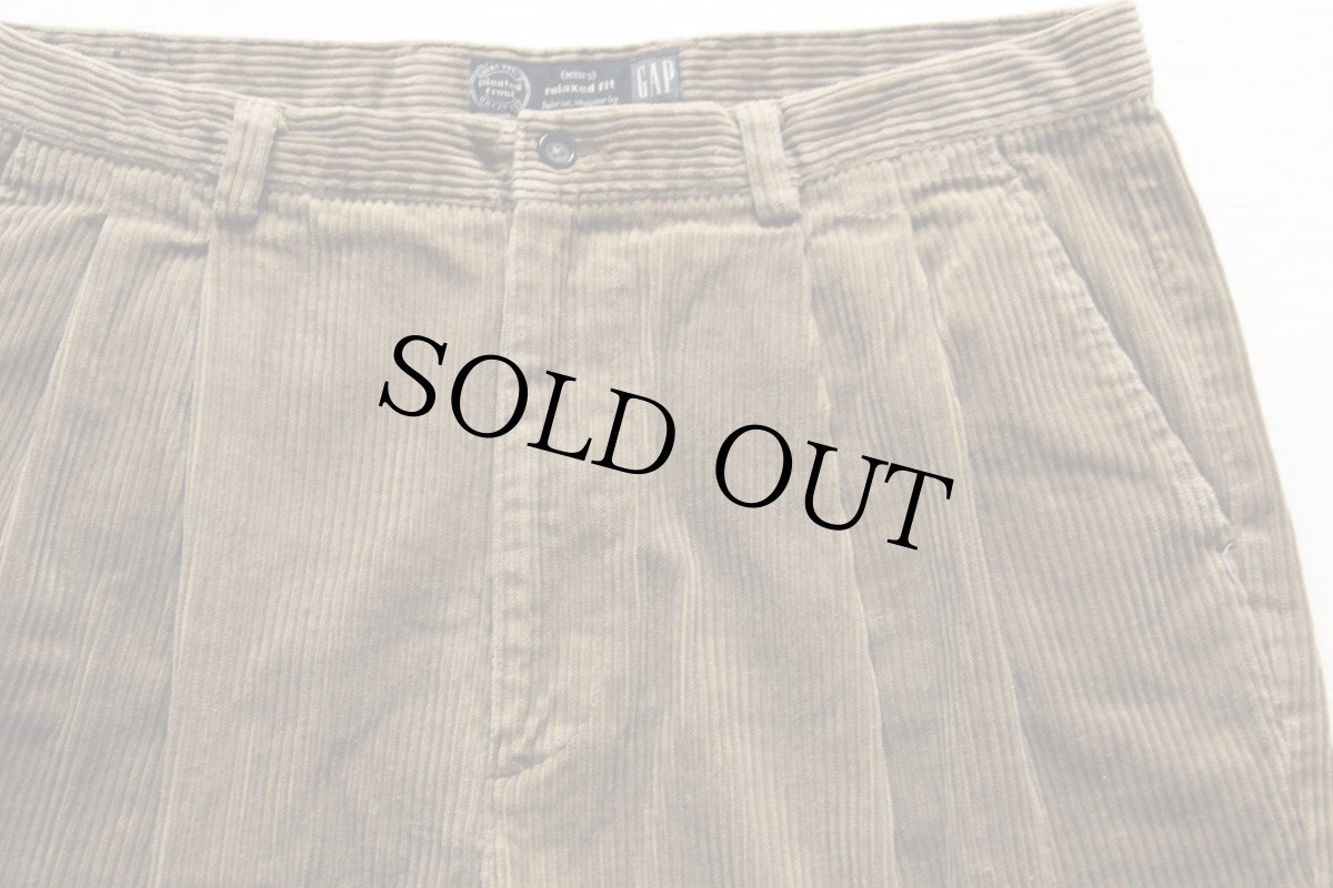 画像2: 90s GAPギャップ 太畝 コーデュロイパンツ 薄茶 36/32★スラックス (2)