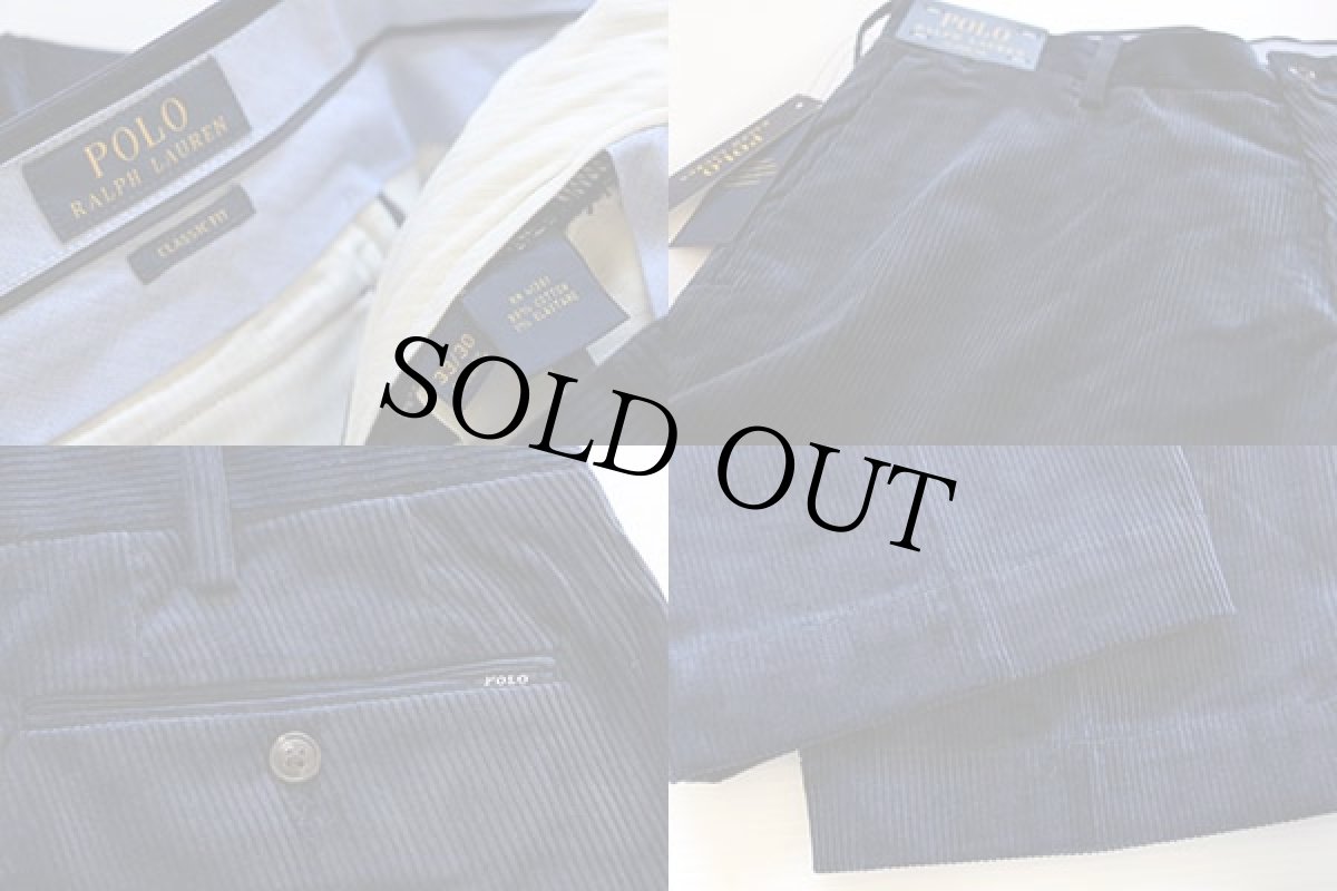 画像3: 未使用★ポロ ラルフローレン 太畝 コーデュロイパンツ 紺 33×30★スラックス (3)