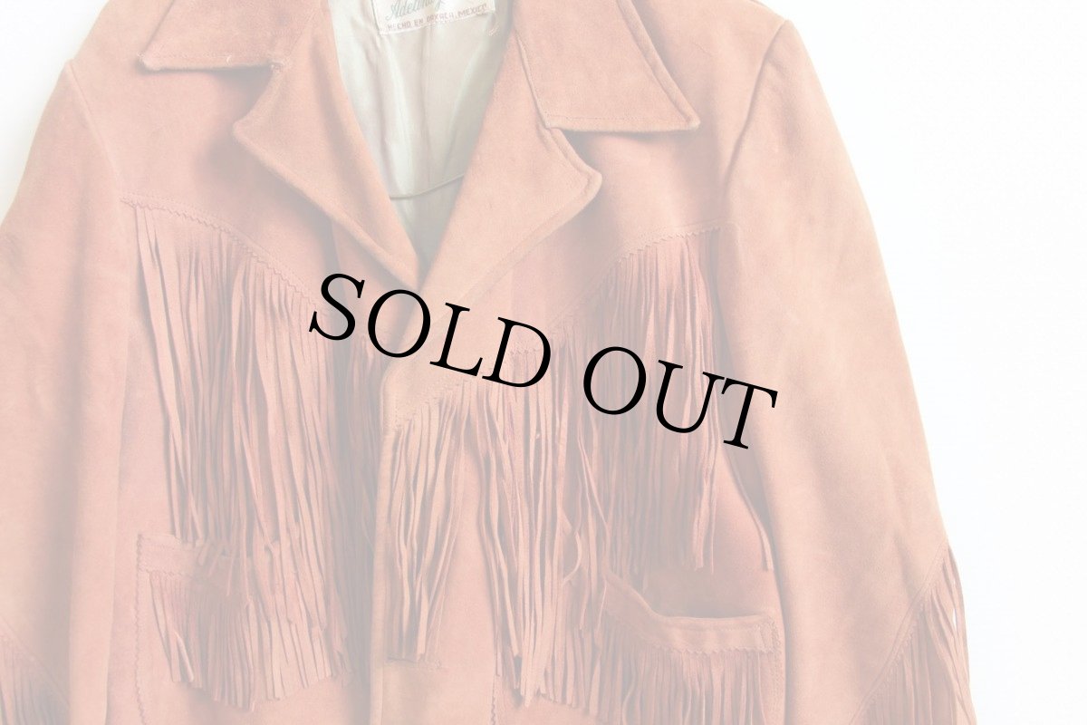 画像3: 60s メキシコ製 Adelina jacket フリンジ スエード レザージャケット 赤茶 (3)