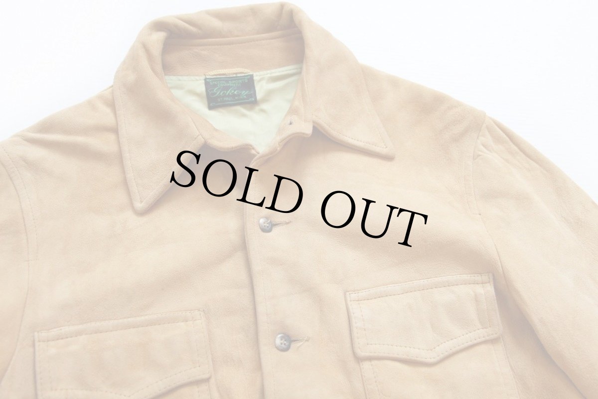 画像3: 60s Gokeyゴーキー ディアスキン スエード レザー シャツジャケット タン (3)