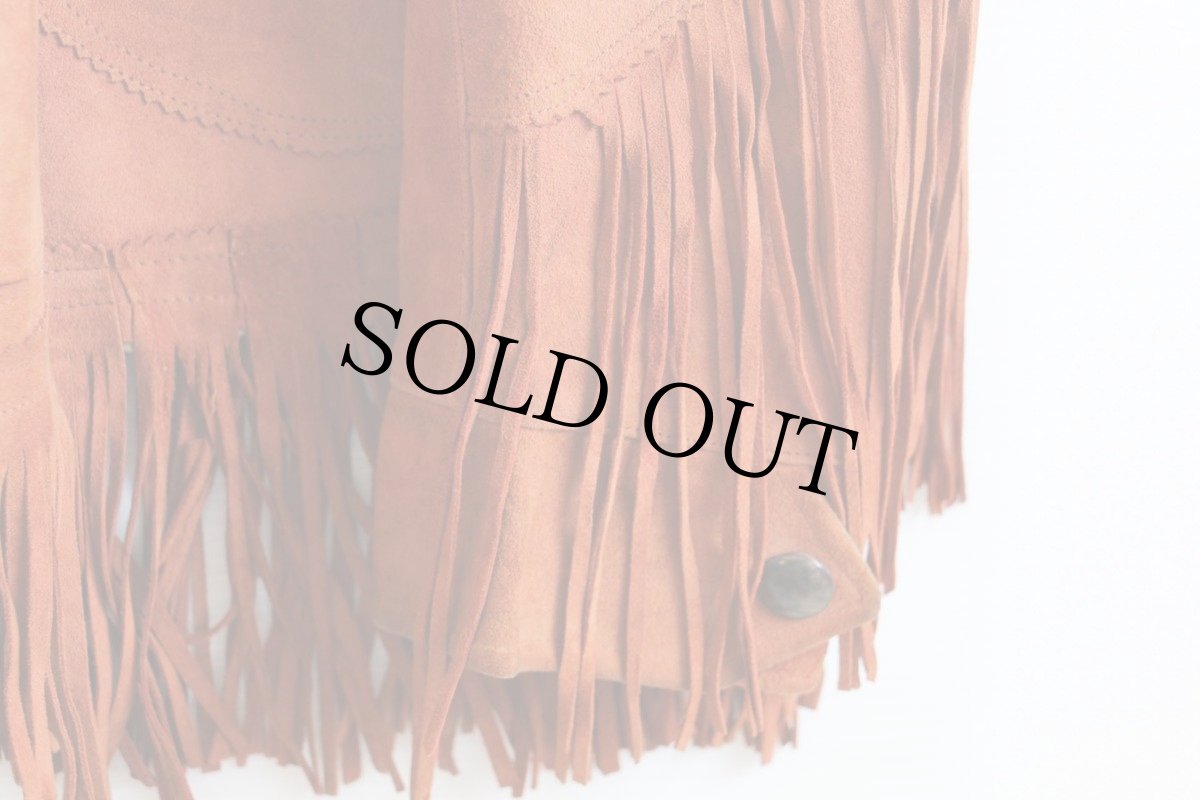 画像7: 60s メキシコ製 Adelina jacket フリンジ スエード レザージャケット 赤茶 (7)