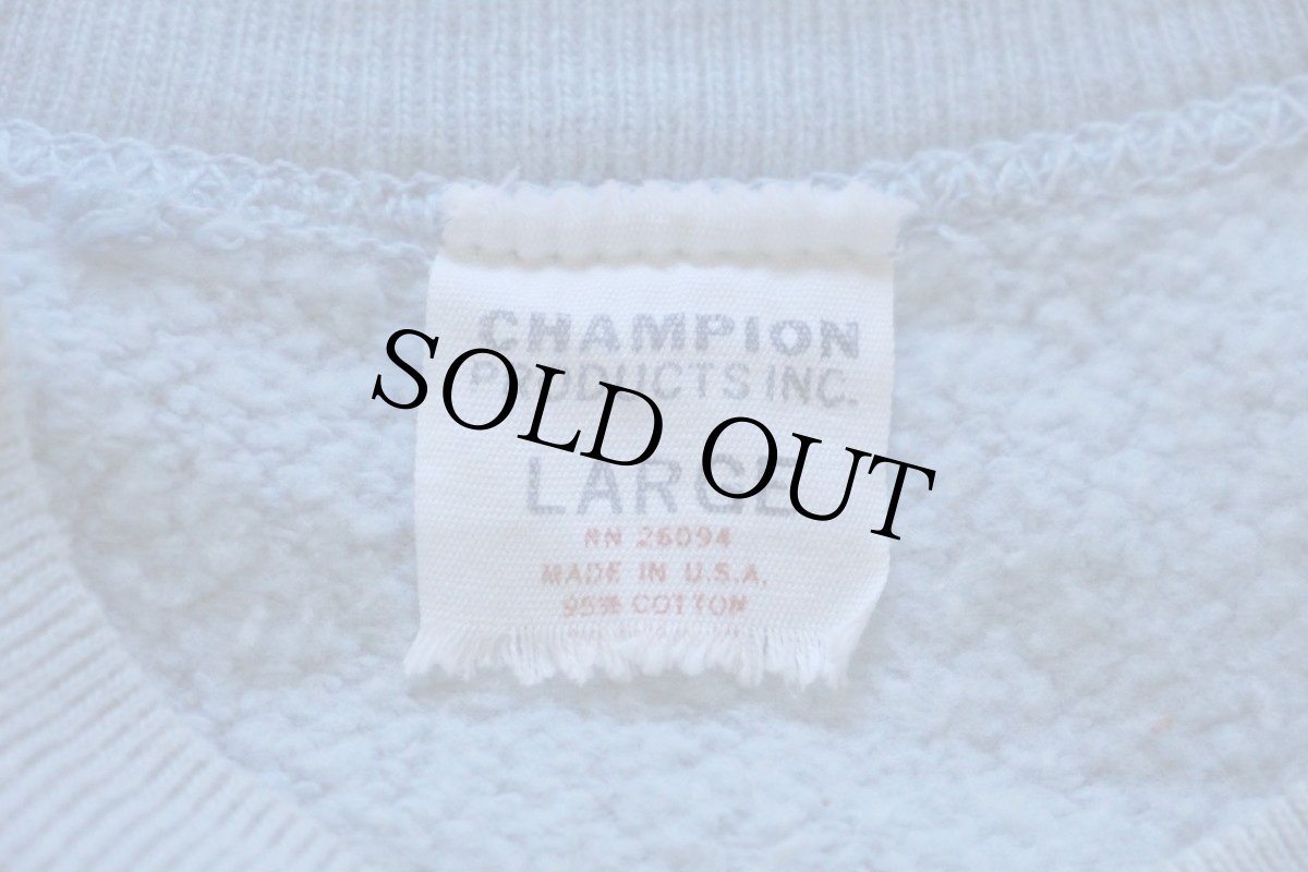 画像4: 60s USA製 CHAMPIONチャンピオン プロダクツ CAMP CHEERIO YMCA フロッキープリント スウェット 水色 L (4)