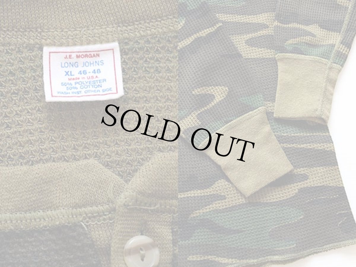 画像3: 80s USA製 J.E.Morgan 迷彩 ヘンリーネック サーマルシャツ XL (3)