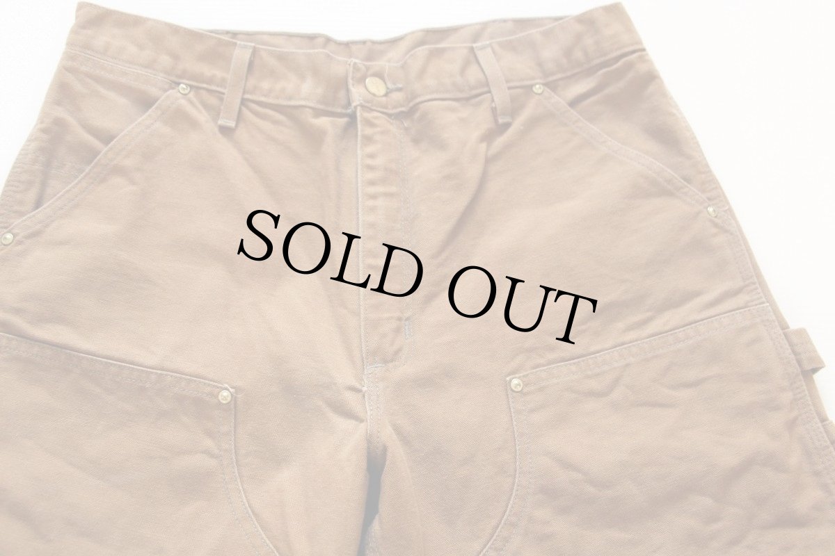 画像2: 80s USA製 carharttカーハート ダック地 ダブルニー ペインターパンツ 茶 w36 L30 (2)