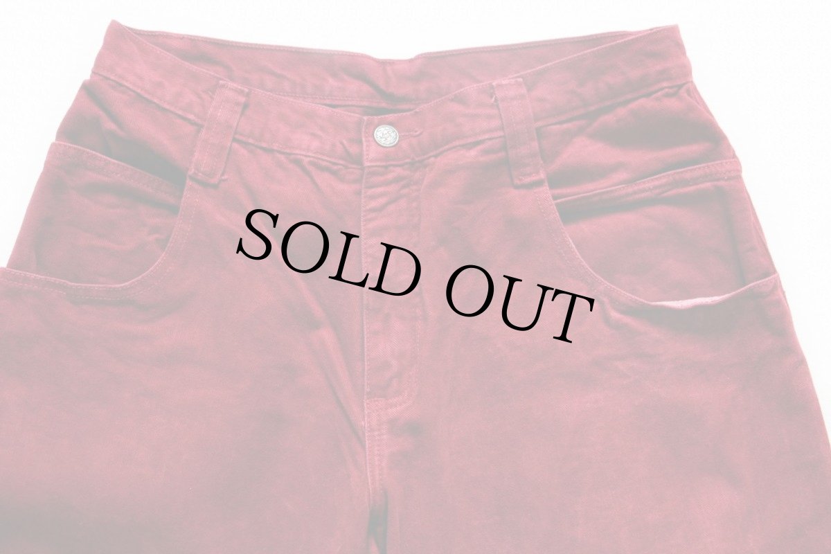 画像2: 90s USA製 extreme control カラーデニムパンツ 後染め 赤 L★バギーパンツ (2)