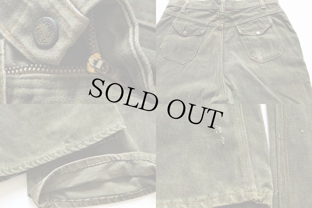 画像3: 70s RED SNAP モールスキンパンツ カスタム 緑 (3)