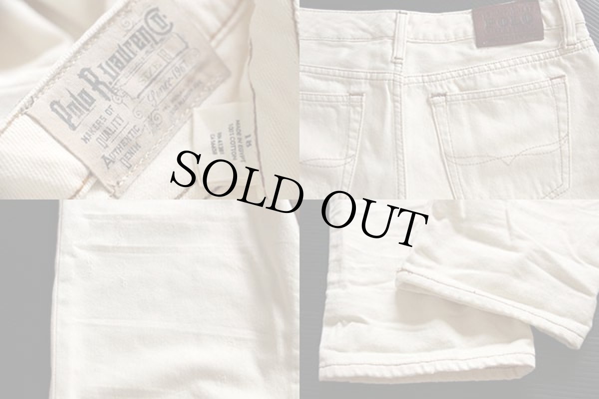 画像3: ポロ ラルフローレン USED加工 スキニー カラーデニムパンツ 生成り ボーイズ18 (3)