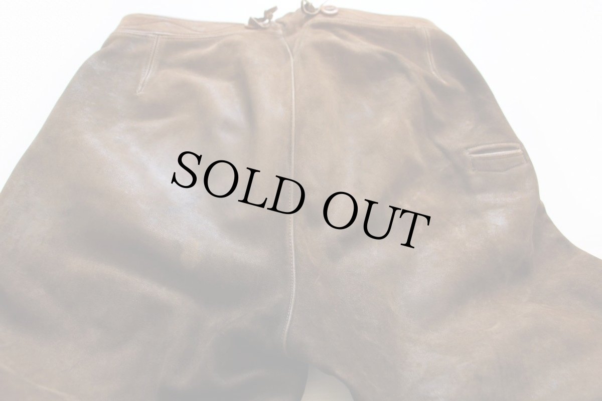 画像4: ビンテージ UNKNOWN ヌバックレザー ジョッパーズパンツ 茶 (4)