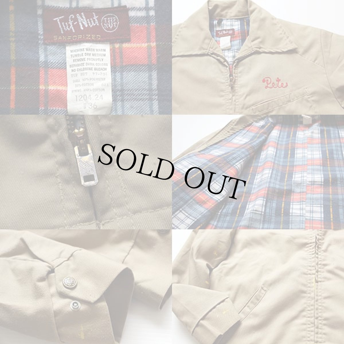 画像3: 70s Tuf-Nut チェーン刺繍 ネルライナー ワークジャケット ペンキ飛び カーキ 36 (3)